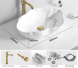 MarbleLuxe Ovalis Vessel Sink – Marble Pattern Ceramic Countertop Bathroom Basin | Modern Luxury 12L