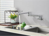 Brushed Gold Wall Mount Kitchen Faucet Premium – Single Cold Water Tap | 360° Swivel Spout | Space Saving Design