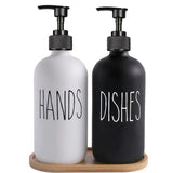SoapElegance Noir 500 Refillable Soap Dispenser Set – Matte Black Pump Bottles for Kitchen & Bathroom