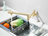 Brushed Gold Wall Mount Kitchen Faucet Premium – Single Cold Water Tap | 360° Swivel Spout | Space Saving Design
