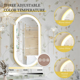 Luvodi Luxury Oval LED Bathroom Mirror – Gold Aluminum Frame with Anti-Fog Function (32×20 in)