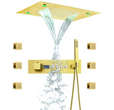 LumiTherm Smart LED Thermostat Shower Valve – Brass, Matte Black, Square Flow