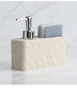 StoneTouch Luxe 2-in-1 Soap Dispenser with Sponge Holder – Modern Stone-Look Kitchen & Bathroom Sink Organizer