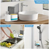 SoapStation Ultra 5-in-1 Sink Organizer – Dual Soap Dispenser, Sponge Holder, Cloth Rack & Drip Tray Kitchen Cleaning System
