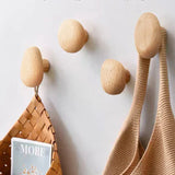 NordicPebble Solid Wood Wall Hooks – Scandinavian No-Drill Door & Coat Hooks