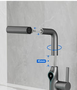 Digital Temperature Display Waterfall Bathroom Sink Faucet with Adjustable Spout Mixer