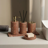 Rubèra Red Travertine Bathroom Set – Vintage Natural Stone Luxury Accessories