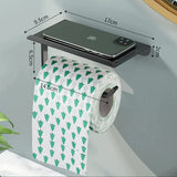 ShelfRoll Aluminum Toilet Paper Holder with Phone Shelf – Wall-Mounted Bathroom Organizer