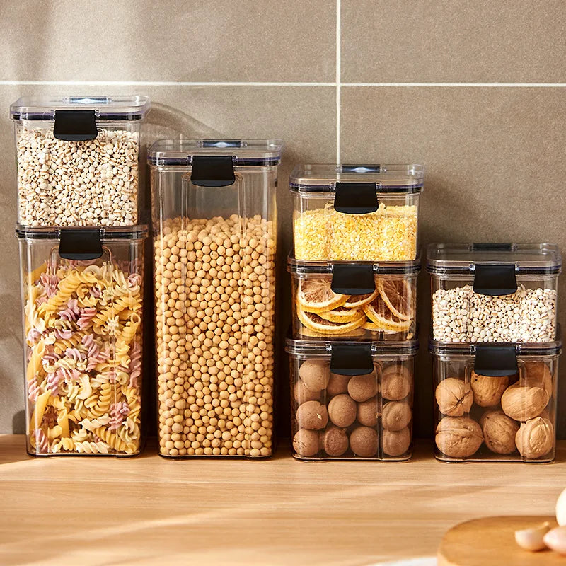 ClearFresh Airtight Storage Jars Set – Large Kitchen Grain Containers | Moisture Proof Acrylic Canisters | Modern Pantry Organizer