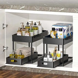 SlideEase 2-Tier Pull-Out Cabinet Organizer – Expandable Under-Sink Storage with Baskets, Hooks & Cup System