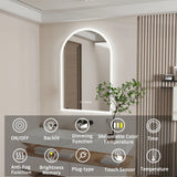 GlowArc SmartView LED Bathroom Mirror – Frameless Oval Lighted Vanity Mirror with Clock, Anti-Fog & Touch Dimming