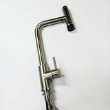 SteelFlex Gun Gray Pull-Out Kitchen Faucet – 6 Spray Functions | 360° Rotation | Warm & Cold | 304 Stainless Steel