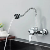 Wall-Mounted Kitchen Faucet with Flexible Spout, 360° Rotation and Dual Spray Function