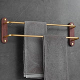 DualLux Double Towel Bar – 19.7–23.6 in | Brushed Aluminum with Black or Gold/Walnut Finish