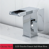 CascadeFlow LuxePlate Waterfall Bathroom Faucet – 2-Hole Single Handle Sink Mixer with Deck Plate & Supply Lines