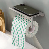 ShelfRoll Aluminum Toilet Paper Holder with Phone Shelf – Wall-Mounted Bathroom Organizer