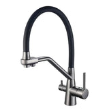 3-Way Kitchen Sink Faucet with Built-In Water Filter and 360° Swivel Spout