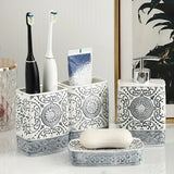 BohoCharm 4-Piece Ceramic Bathroom Set – Handcrafted Vintage Style