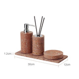 Rubèra Red Travertine Bathroom Set – Vintage Natural Stone Luxury Accessories