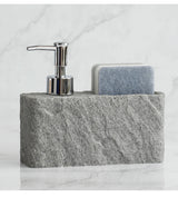 StoneTouch Luxe 2-in-1 Soap Dispenser with Sponge Holder – Modern Stone-Look Kitchen & Bathroom Sink Organizer