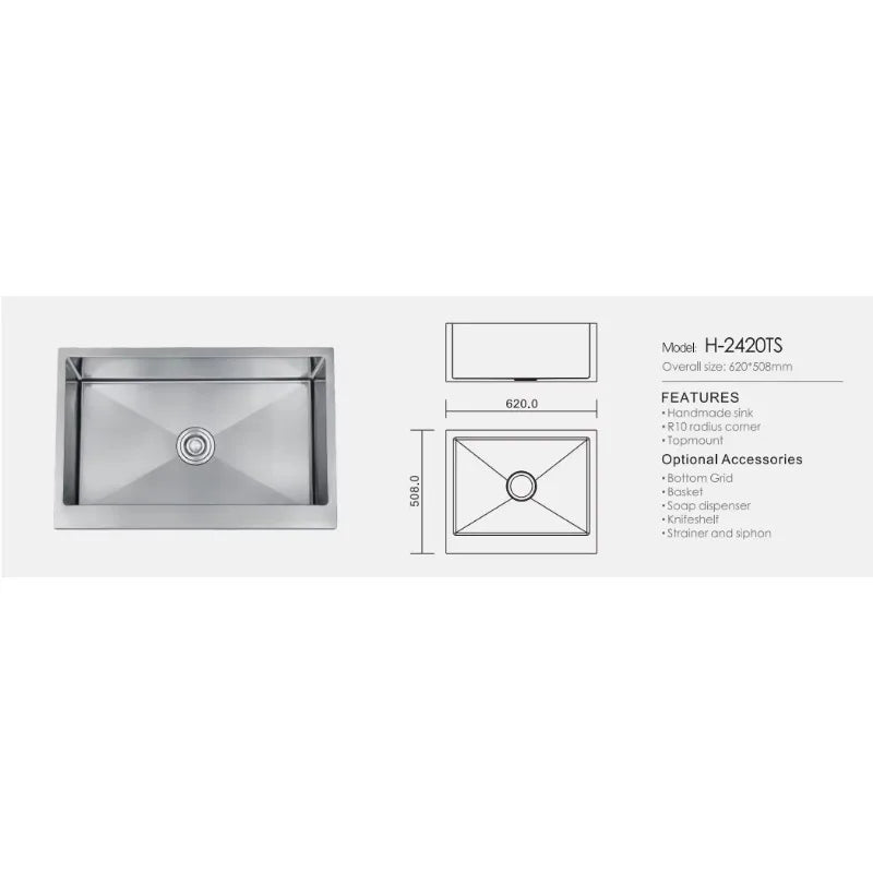 ForgeSquare Handmade Stainless Steel Kitchen Sink – Modern Square Design