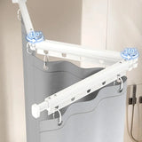 EasyTimes Foldable Shower Curtain Set – Magnetic, Waterproof & No-Drill Telescopic Rod
