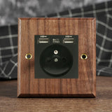 RetroLux Black Walnut Toggle Wall Switch – 1–4 Gang with Brass Lever & Optional USB