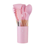 ChefEase – 12-Piece Silicone Kitchen Utensil Set with Wooden Handles