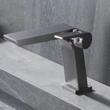 ShadowStream LuxeFall Waterfall Bathroom Faucet – Gun Grey Solid Brass Single-Handle Sink Mixer with Hot & Cold Control