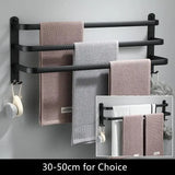 SlateBar Matte Black Aluminum Towel Bar – Wall-Mounted Modern Bathroom Towel Holder