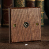 RetroLux Black Walnut Toggle Wall Switch – 1–4 Gang with Brass Lever & Optional USB