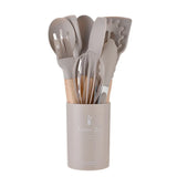ChefEase – 12-Piece Silicone Kitchen Utensil Set with Wooden Handles