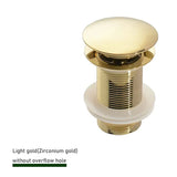 FlowLux Solid Brass Pop-Up Bathroom Sink Drain – Push-Down Stopper with Overflow Option (2.6” Universal Fit)