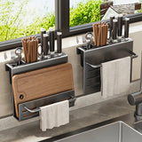 ChefSpace Wall-Mounted Knife Holder with Cutting Board Storage – Stainless Steel | Space-Saving Kitchen Organizer