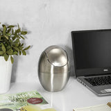 LuxBin Mini Stainless Steel Trash Can – 1.5L Compact Desk Bin with Swing Lid