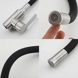 Black Flexible Kitchen Faucet with Dual-Mode Spray