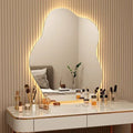 NordiGlow AuraCurve LED Wall Mirror – Scandinavian Irregular Lighted Vanity Mirror for Bathroom, Bedroom & Living Room