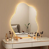 NordiGlow AuraCurve LED Wall Mirror – Scandinavian Irregular Lighted Vanity Mirror for Bathroom, Bedroom & Living Room