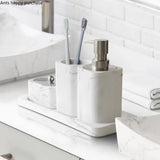MarbleElegance 4-Piece Bathroom Accessory Set – Resin Marble Finish