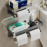 ShelfRoll Aluminum Toilet Paper Holder with Phone Shelf – Wall-Mounted Bathroom Organizer