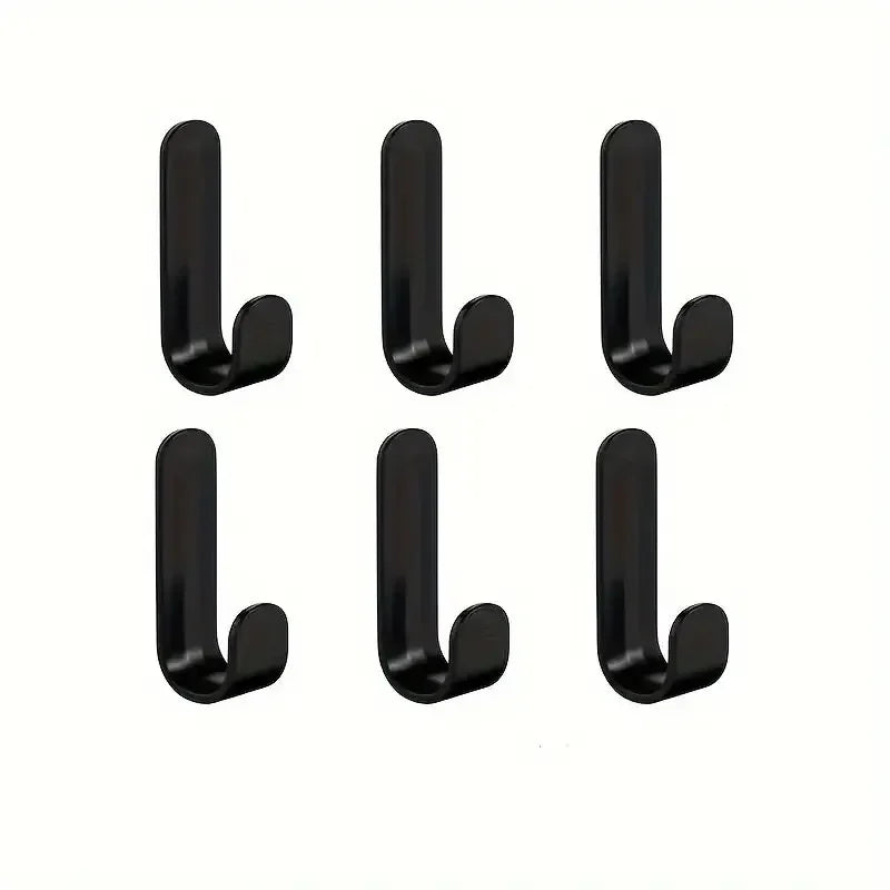 FlexiGrip 6-Pack Self-Adhesive J-Hooks – Strong Waterproof Hooks for Bathroom, Kitchen & Home