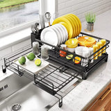 Large Dish Drying Rack Premium – Rustproof Kitchen Dish Drainer with Drainboard | 3 Slot Utensil Holder | Fast Drain System