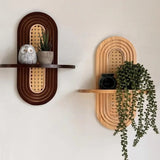 BohemiaCraft Handmade Rattan Wall Shelf – Boho Wooden Decor & Practical Organizer
