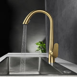 Pull-Out Kitchen Faucet in Brushed Gold Stainless Steel – Modern Sink Mixer for Hot and Cold Water