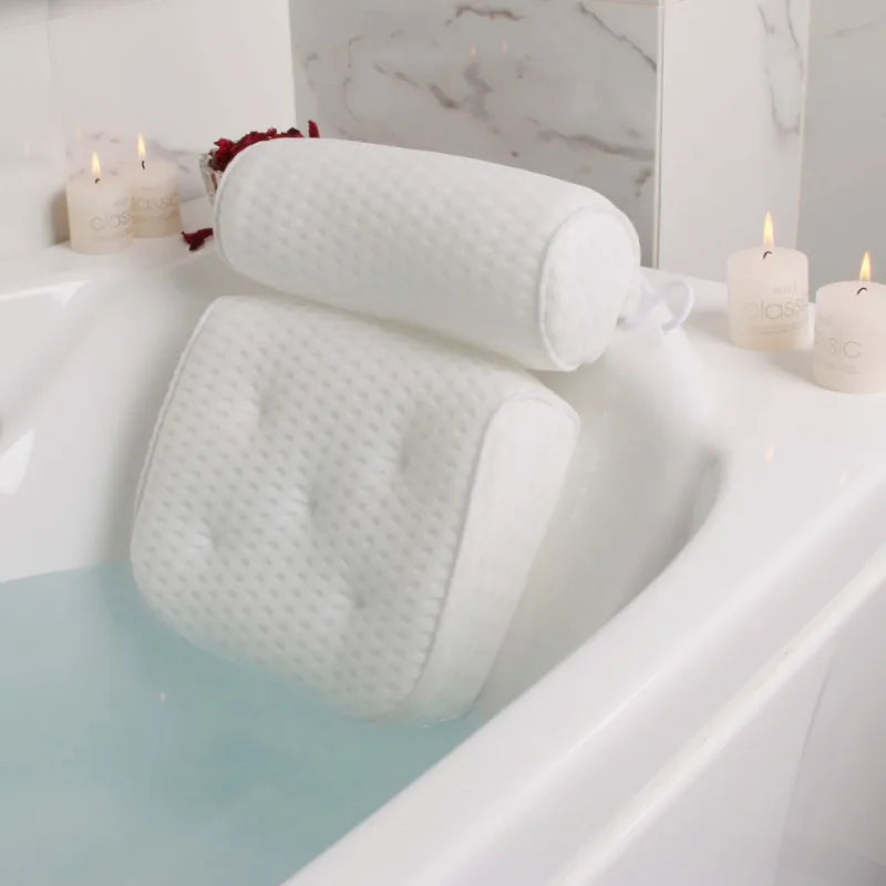 HydroComfort Luxury Bath Pillow – Neck, Head & Back Support with Non-Slip Suction Cups & Breathable Air Mesh