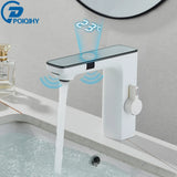 PureSense TouchFree Digital Sensor Faucet – Smart White Motion-Activated Bathroom Sink faucet with LED Temperature Display