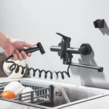 AquaPro DuoJet 360 Wall faucet – Stainless Steel Swivel Kitchen & Bathroom Faucet with Pull-Out Spray