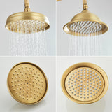 POIQIHY Rainfall Shower Head Antique Brass Gold – Round Fixed Showerhead | Wall Mounted | Spa-Like Water Flow