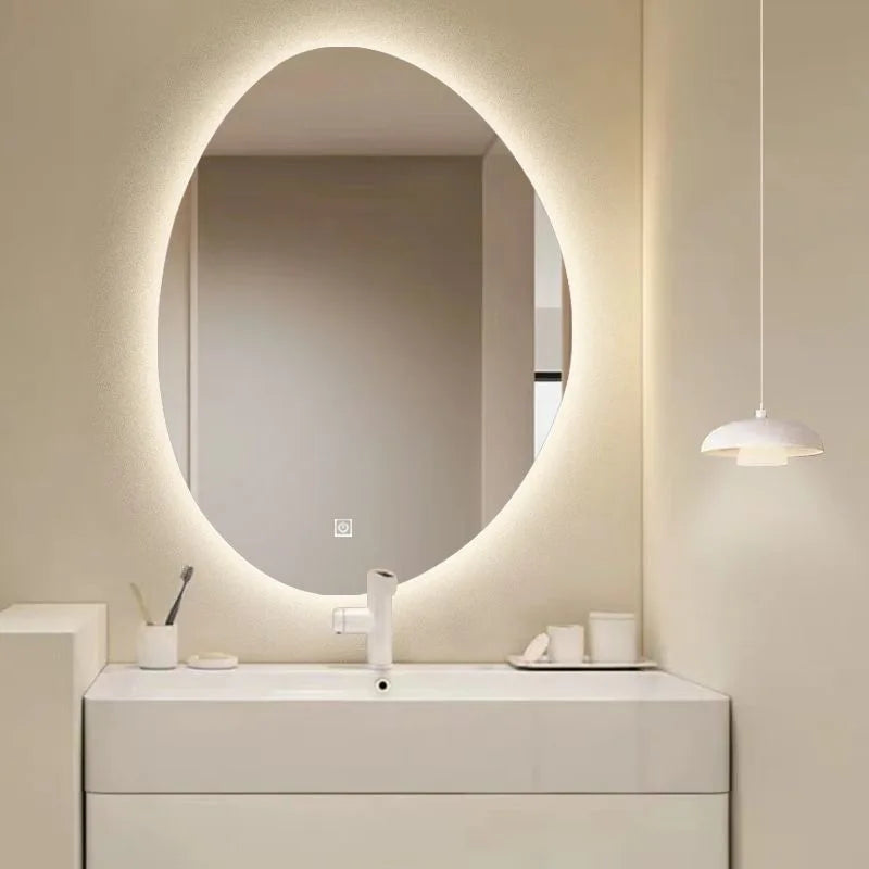 Lumora Irregular-Shaped LED Bathroom Mirror – Touchscreen Control & Smart Lighting