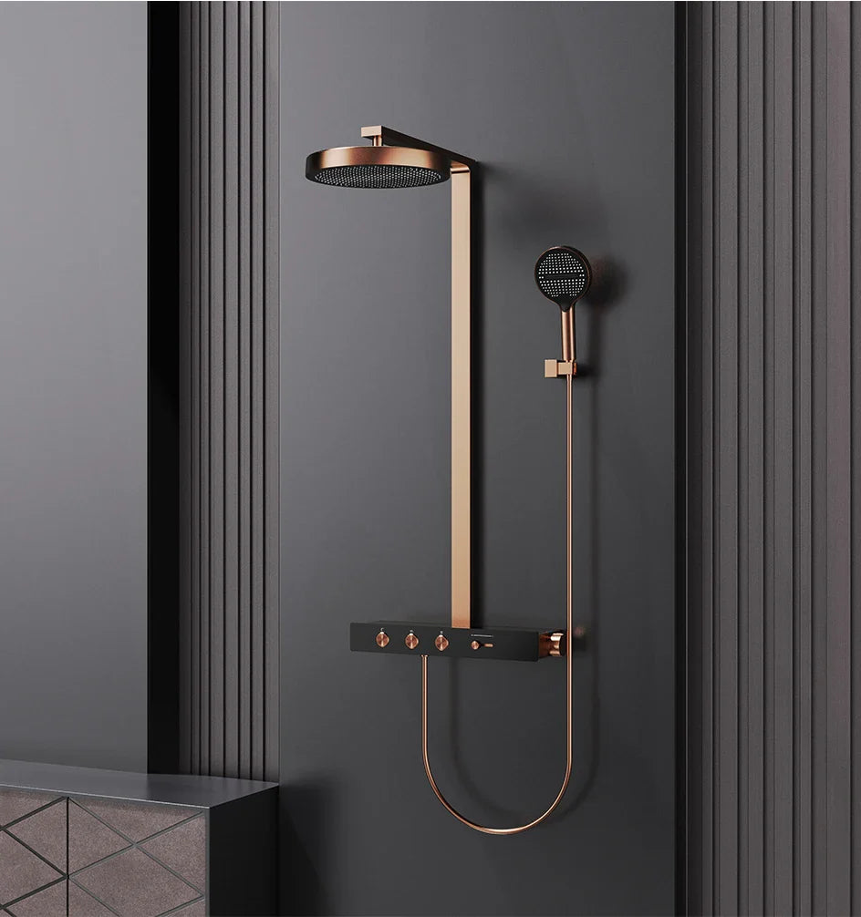 Concealed Thermostatic Shower System in Brass – Luxury Rainfall Bathroom Set with Premium Finish